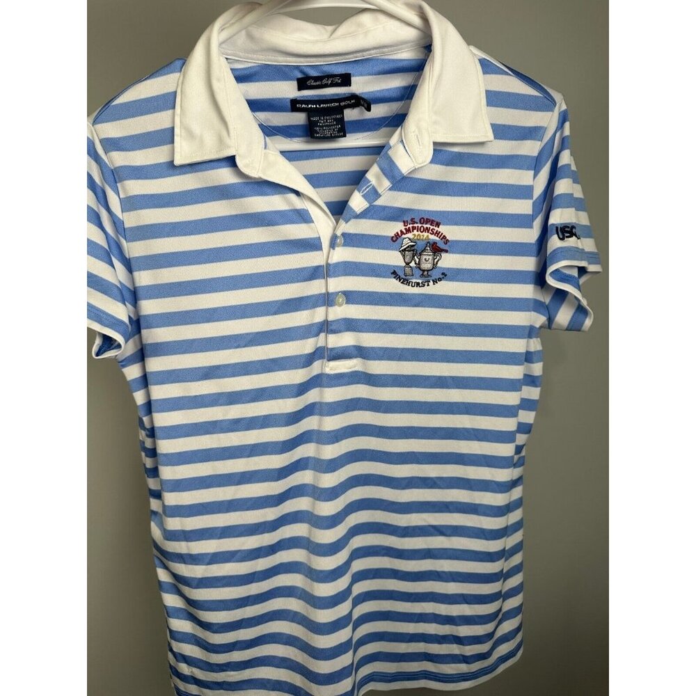 Ralph Lauren Golf Womens Top Medium 2014 US Open Pinehurst Marshall USGA Blue